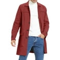 thumbnail image 1 of DARING DIVA Men's Trench Coat Lightweight Single Breasted Jacket Overcoat 2XL Burgundy, 1 of 6