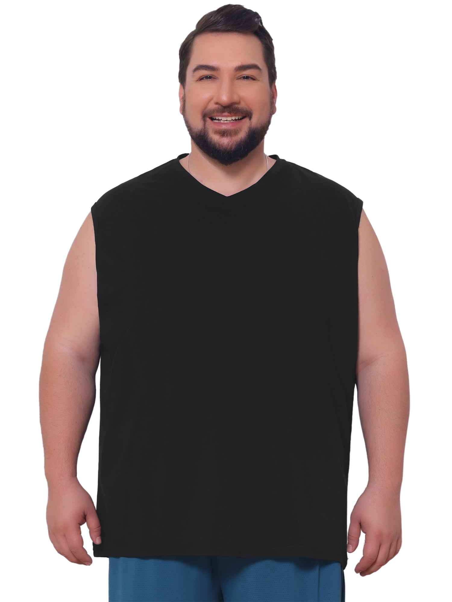 DARING DIVA Men's V-Neck Soft Breathable Sleeveless Undershirt Tank Top XL Black
