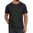 thumbnail image 1 of DARING DIVA Men's Waffle Fabric Classic Crew Neck Raglan Short Sleeves L Black, 1 of 7