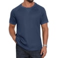 thumbnail image 1 of DARING DIVA Men's Waffle Fabric Classic Crew Neck Raglan Short Sleeves L Navy Blue, 1 of 7