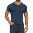thumbnail image 1 of DARING DIVA Men's Workout Stretch Crew Neck Short Sleeve T-Shirt M Dark Blue, 1 of 7