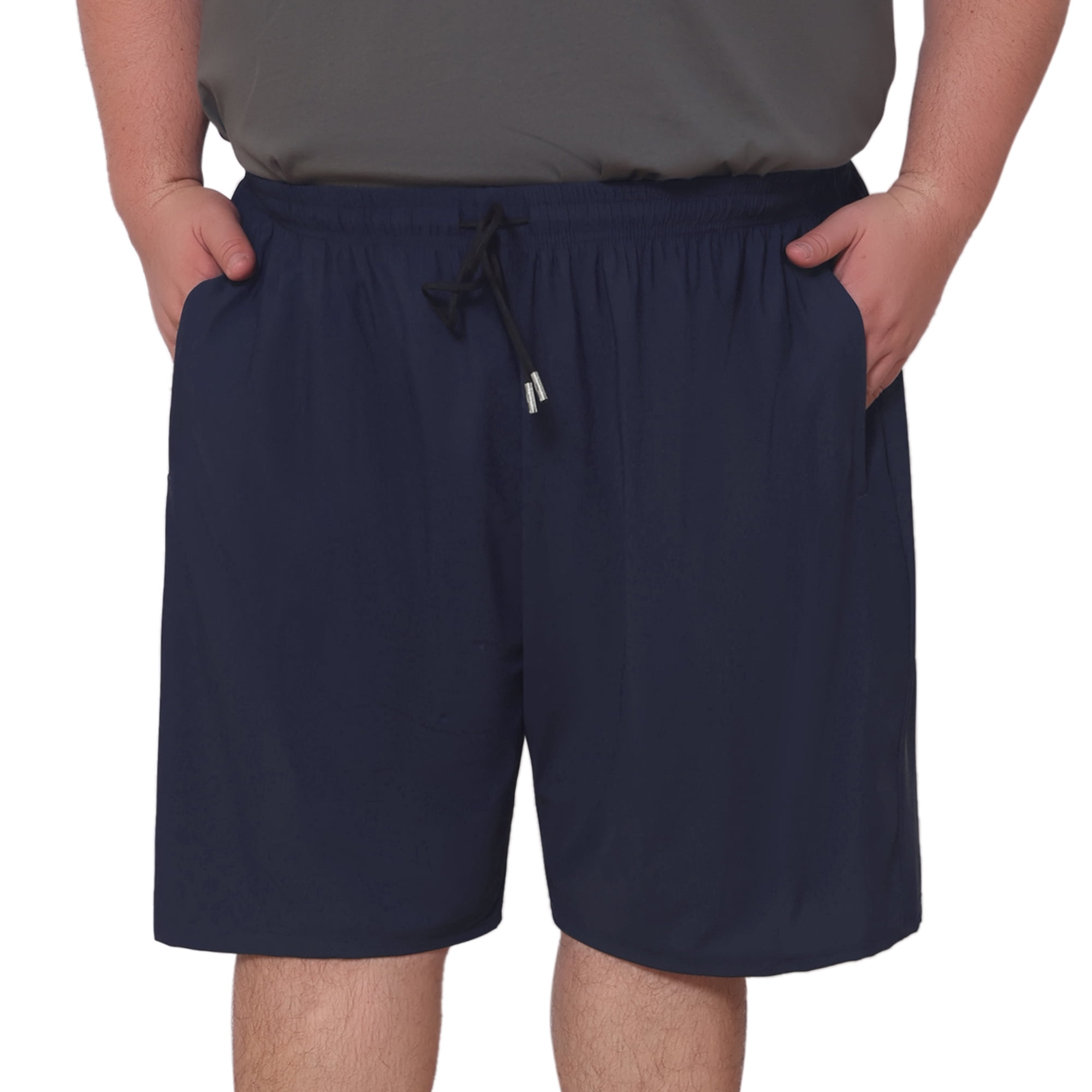 DARING DIVA Men's Zipper Pockets Above Knee Drawstring Waist Sport Shorts 2XL Navy Blue