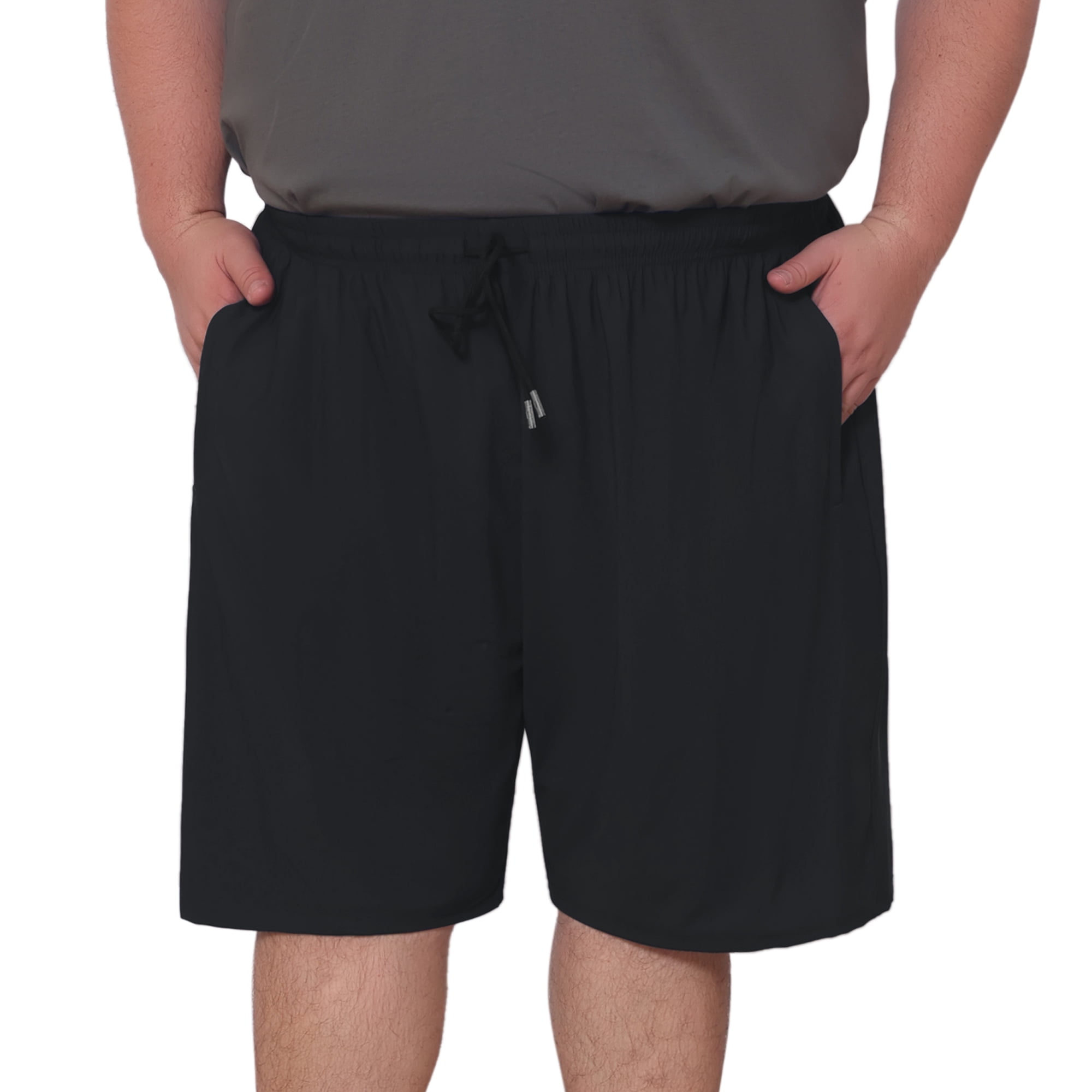 DARING DIVA Men's Zipper Pockets Above Knee Drawstring Waist Sport Shorts 4XL Black