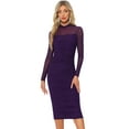 thumbnail image 1 of DARING DIVA Mesh Ruch Elegant Cocktail Bodycon Dress M Purple, 1 of 6