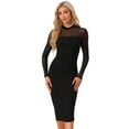 thumbnail image 1 of DARING DIVA Mesh Ruch Elegant Cocktail Bodycon Dress XS Black, 1 of 6