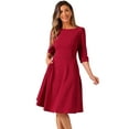 thumbnail image 1 of DARING DIVA Midi Boat Neck Short Sleeves A-Line Office Dress S Red, 1 of 6