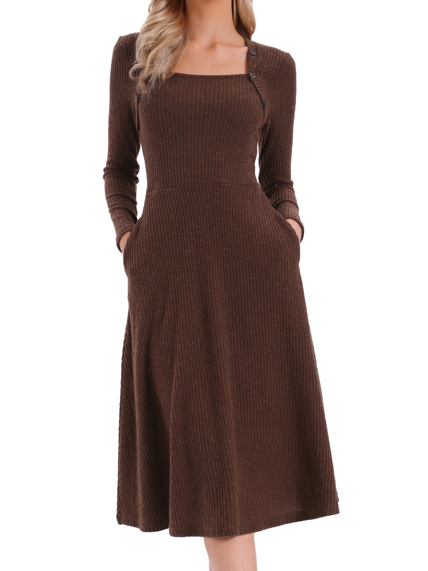 DARING DIVA Midi Pullover Knit Sweater Dress S Brown