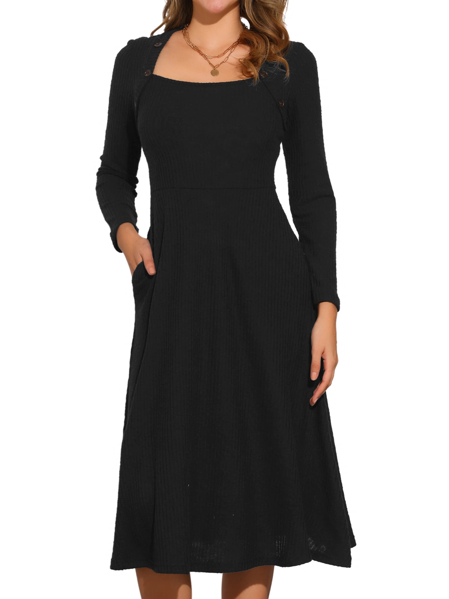 DARING DIVA Midi Pullover Knit Sweater Dress XL Black