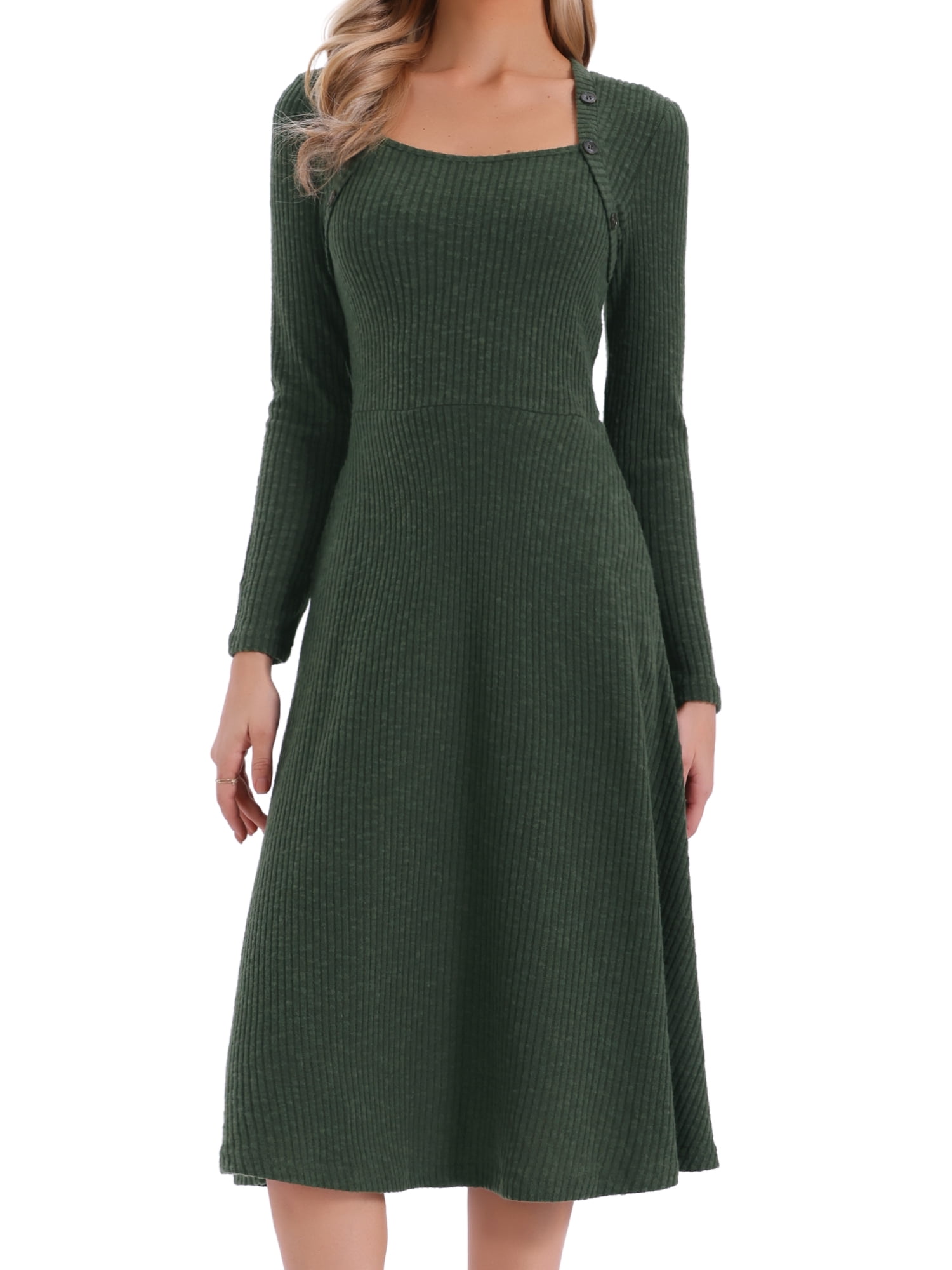 DARING DIVA Midi Pullover Knit Sweater Dress XL Deep Green