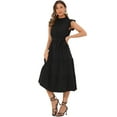thumbnail image 1 of DARING DIVA Midi Ruffled Sleeve Mock Neck Casual Dress L Black, 1 of 6