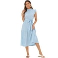 thumbnail image 1 of DARING DIVA Midi Ruffled Sleeve Mock Neck Casual Dress XL Blue, 1 of 6