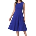 thumbnail image 1 of DARING DIVA Notch V Neck A-Line Office Dress XL Royal Blue, 1 of 6
