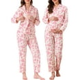 thumbnail image 1 of DARING DIVA Nursing Pajama Postpartum Button Down Long Sleeve Set S Pink, 1 of 7