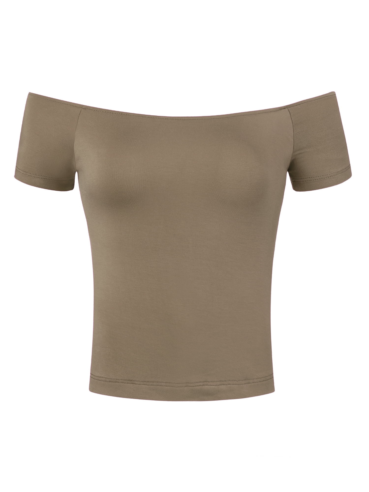 DARING DIVA Off Shoulder Crop Top XL Khaki