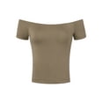 thumbnail image 1 of DARING DIVA Off Shoulder Crop Top XL Khaki, 1 of 6