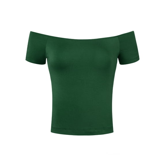 DARING DIVA Off Shoulder Crop Top XS Dark Green