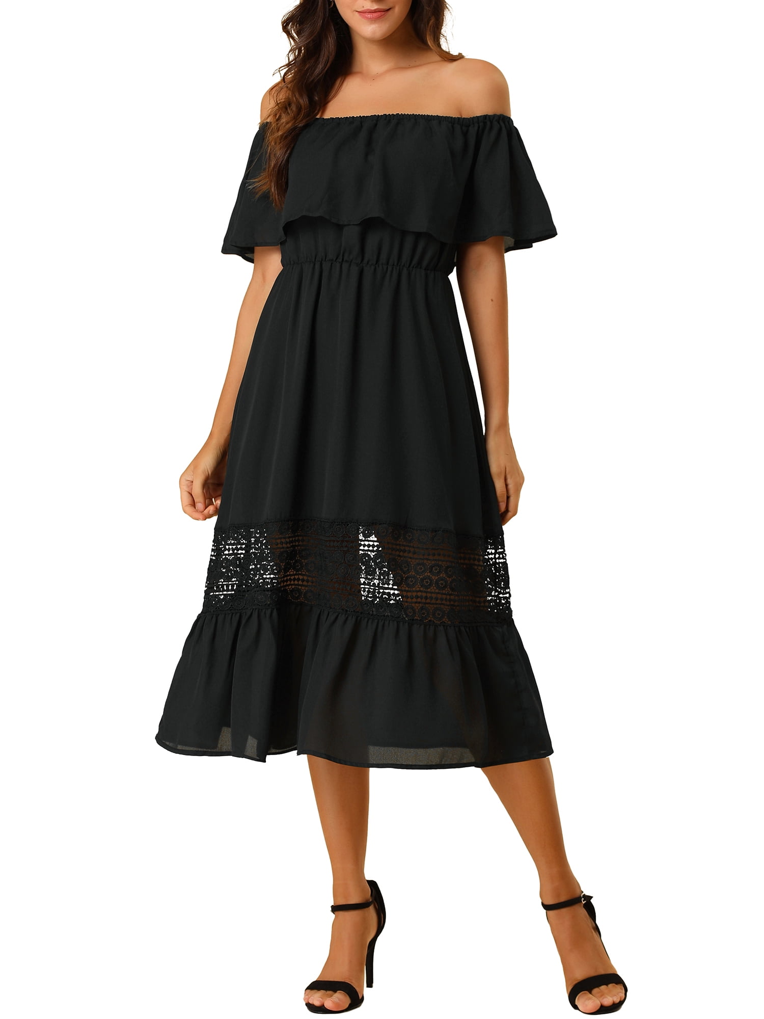 chinese dress ladies Flutter Sleeve Maxi Dress with Lace Tiers - Komarov Clothing Official Site