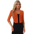 thumbnail image 1 of DARING DIVA Open Front Bolero 3/4 Sleeve Chiffon Shrugs Mesh Cardigan S Orange, 1 of 6