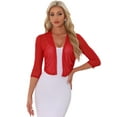 thumbnail image 1 of DARING DIVA Open Front Bolero 3/4 Sleeve Chiffon Shrugs Mesh Cardigan XL Red, 1 of 6