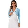thumbnail image 1 of DARING DIVA Open Front Collar Shrug Cocktail Bolero Cardigan M Light Blue, 1 of 6