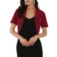 thumbnail image 1 of DARING DIVA Open Front Shrug Crop Ruffle Trim Short Sleeve Cocktail Bolero M Dark Red, 1 of 6