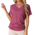 thumbnail image 1 of DARING DIVA Pajama Comfy Pajama V-Neck Short Sleeve Sleep Tops XS Red, 1 of 6