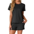 thumbnail image 1 of DARING DIVA Pajama Short Sleeve Top Shorts Loungewear Sleepwear Set XL Black, 1 of 6