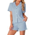 thumbnail image 1 of DARING DIVA Pajamas Set 100% Cotton Button Down Notch Collar Sleepwear L Blue, 1 of 6