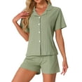 thumbnail image 1 of DARING DIVA Pajamas Set 100% Cotton Button Down Notch Collar Sleepwear S Green, 1 of 6