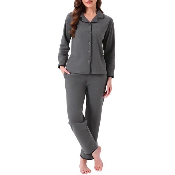 DARING DIVA Pajamas Set Winter Fleece Warm Long Sleeve Sleepwear M Black