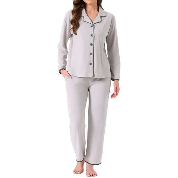 DARING DIVA Pajamas Set Winter Fleece Warm Long Sleeve Sleepwear XS Gray