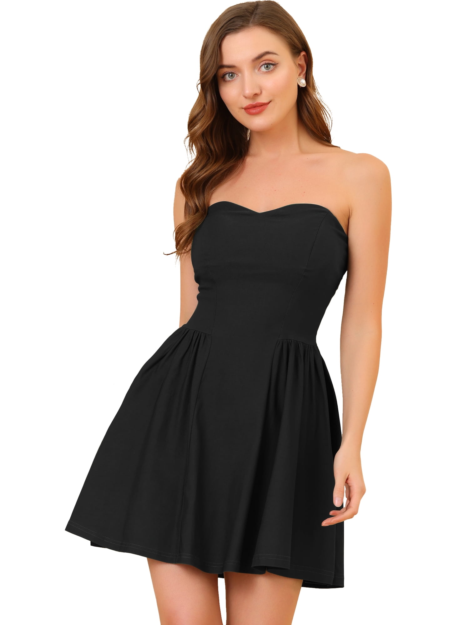 DARING DIVA Party Mini Strapless Sweetheart Neck Christmas Mini Dress L Black