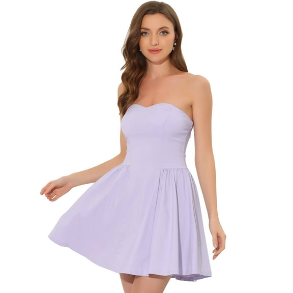 DARING DIVA Party Mini Strapless Sweetheart Neck Christmas Mini Dress L Light Purple