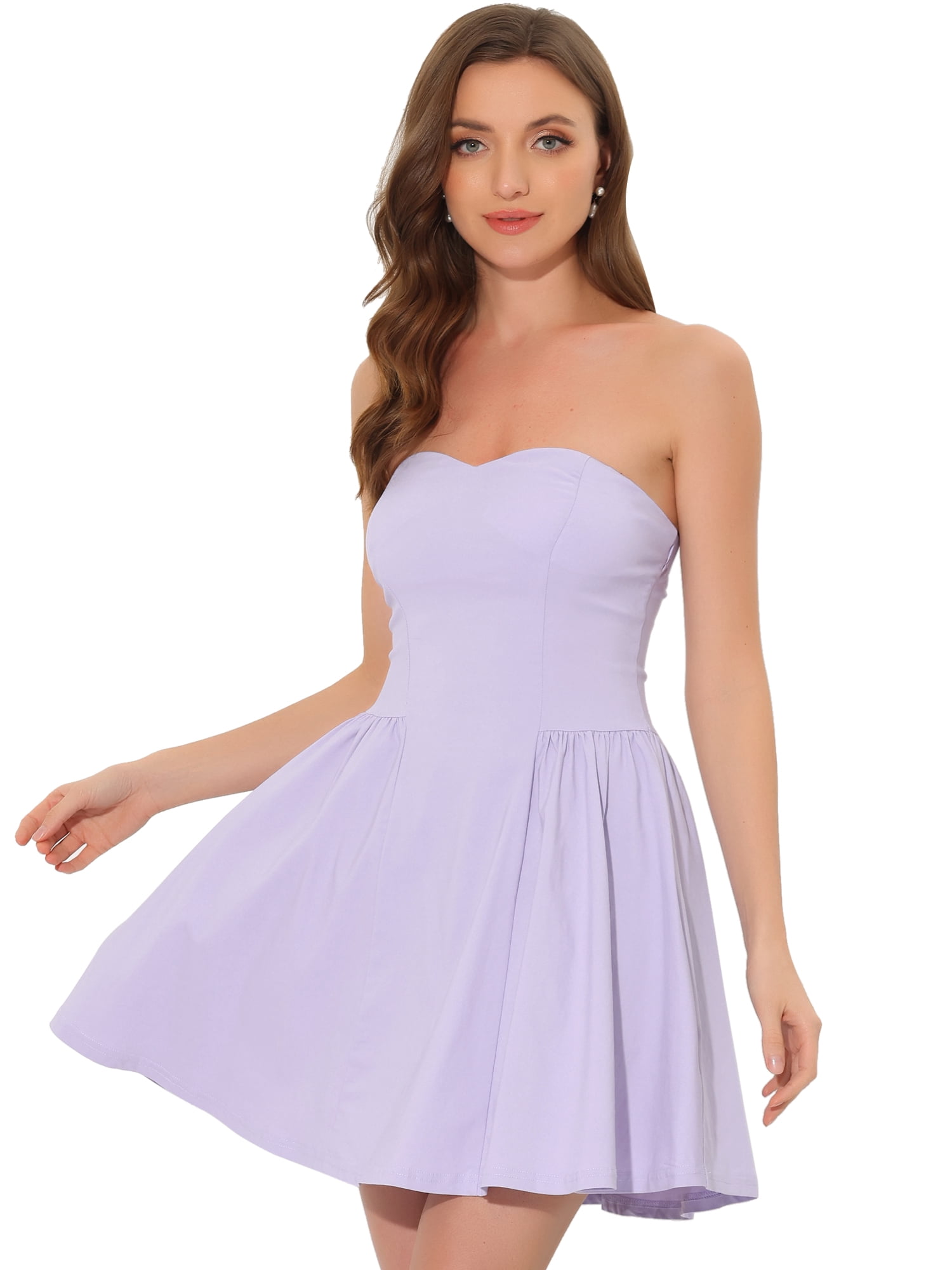 DARING DIVA Party Mini Strapless Sweetheart Neck Christmas Mini Dress M Light Purple
