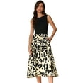 thumbnail image 1 of DARING DIVA Patchwork Round Neck Sleeveless Midi Dress XS Black Beige, 1 of 6