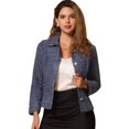 thumbnail image 1 of DARING DIVA Pearl Button Contrast Trim Coats Fashion Jackets M Navy Blue, 1 of 6