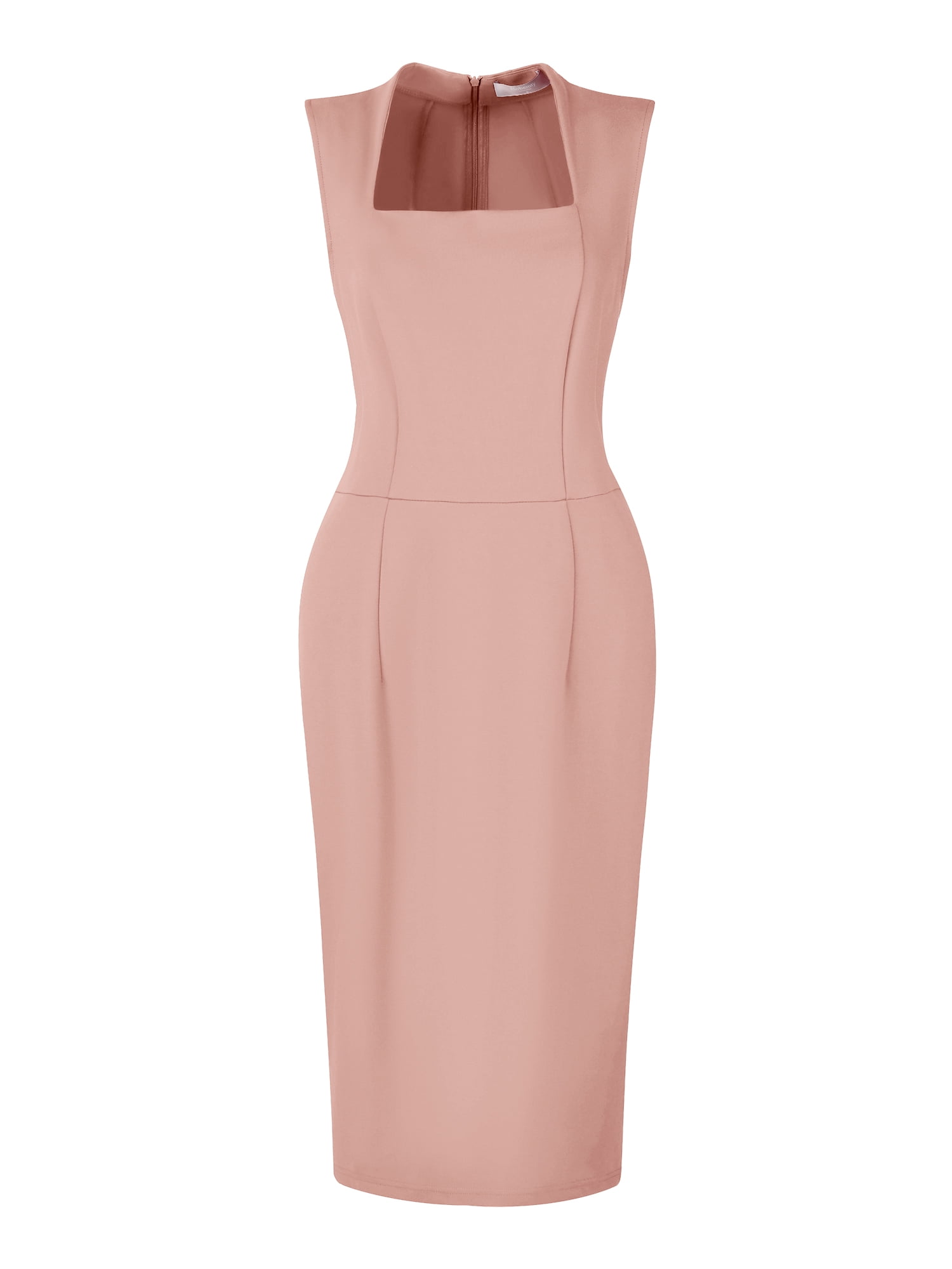 DARING DIVA Pencil Sleeveless Square Neck Bodycon Dress XL Pink