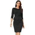 thumbnail image 1 of DARING DIVA Peplum Dress Belted Cocktail Sheath Dress XS Black, 1 of 6