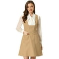 thumbnail image 1 of DARING DIVA Pinafore A-Line Double Breasted Overalls Suspenders M Light Khaki, 1 of 6