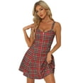 thumbnail image 1 of DARING DIVA Plaid Check Strap Zipper Front Sleeveless Dress XS Red Plaid, 1 of 5
