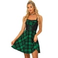 thumbnail image 1 of DARING DIVA Plaid Lace Up Sweetheart Neck Sleeveless Flared Mini Dres L Green, 1 of 6