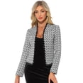 thumbnail image 1 of DARING DIVA Plaid Tweed Blazer for Women's Open Front Work Office Jacket XS Black, 1 of 6