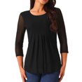 thumbnail image 1 of DARING DIVA Pleated Double Layers Mesh Blouse S Black, 1 of 5