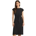 thumbnail image 1 of DARING DIVA Pleated Dress Sleeveless Tie Waist A-Line Dress L Black, 1 of 6