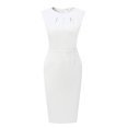 thumbnail image 1 of DARING DIVA Pleated Neck Pencil Sheath Dress L White, 1 of 6
