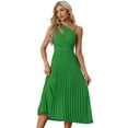 thumbnail image 1 of DARING DIVA Pleated One Shoulder Sleeveless Cocktail Dress M Green, 1 of 6