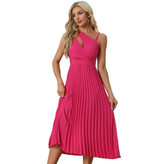 DARING DIVA Pleated One Shoulder Sleeveless Cocktail Dress XS Hot Pink