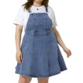 thumbnail image 1 of DARING DIVA Plus Side Adjustable Strap Denim Overall A Line Denim Dress 1X Gray Blue, 1 of 6