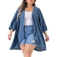 thumbnail image 1 of DARING DIVA Plus Size 3/4 Sleeve Swiss Dots Cover Up Cardigan 2X Blue, 1 of 6