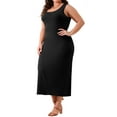 thumbnail image 1 of DARING DIVA Plus Size Basic Sleeveless Crewneck Maxi Knit Tank Dress 2X Black, 1 of 5